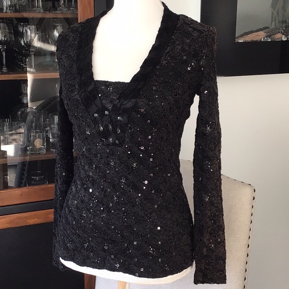 MISS ALLIAGE PETITE BLACK FORMAL BLOUSE - Picture 3 of 10